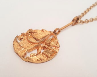 Jorma Laine - Goldplated Bronze Pendant - Turun Hopea - Finland  (F3911A)