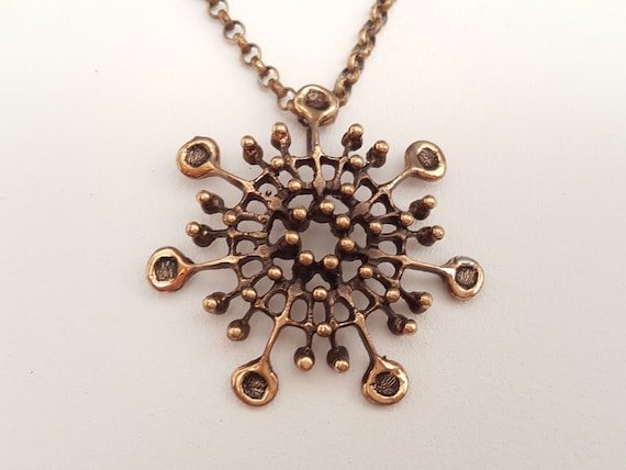 Vintage Norway Modern Norwegian Jewellery Bronze Pendant Necklace by Knut Paulsen Mix Technique 1970s