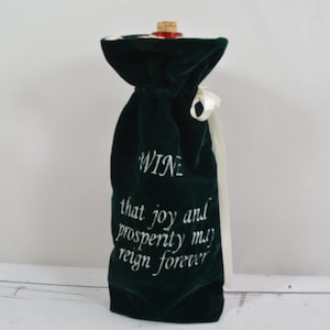 Wine Bottle Gift Bag... Embroidered Wine Bottle Gift Bag... Velvet Wine Gift Bag... Beverage Gift Bag