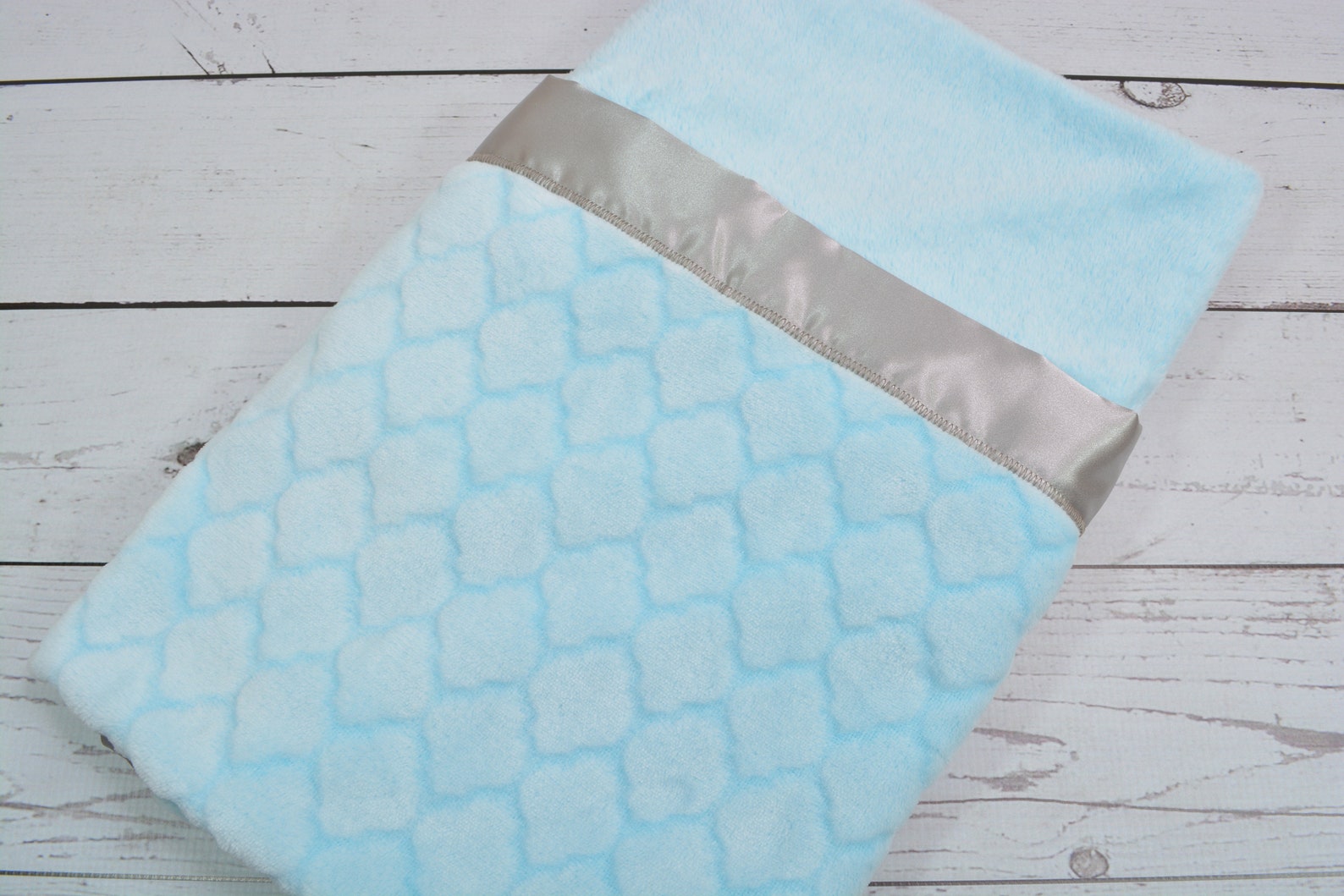 Satin Trim Minky Blanket... Blue Minky Blanket... Fleece Baby Etsy