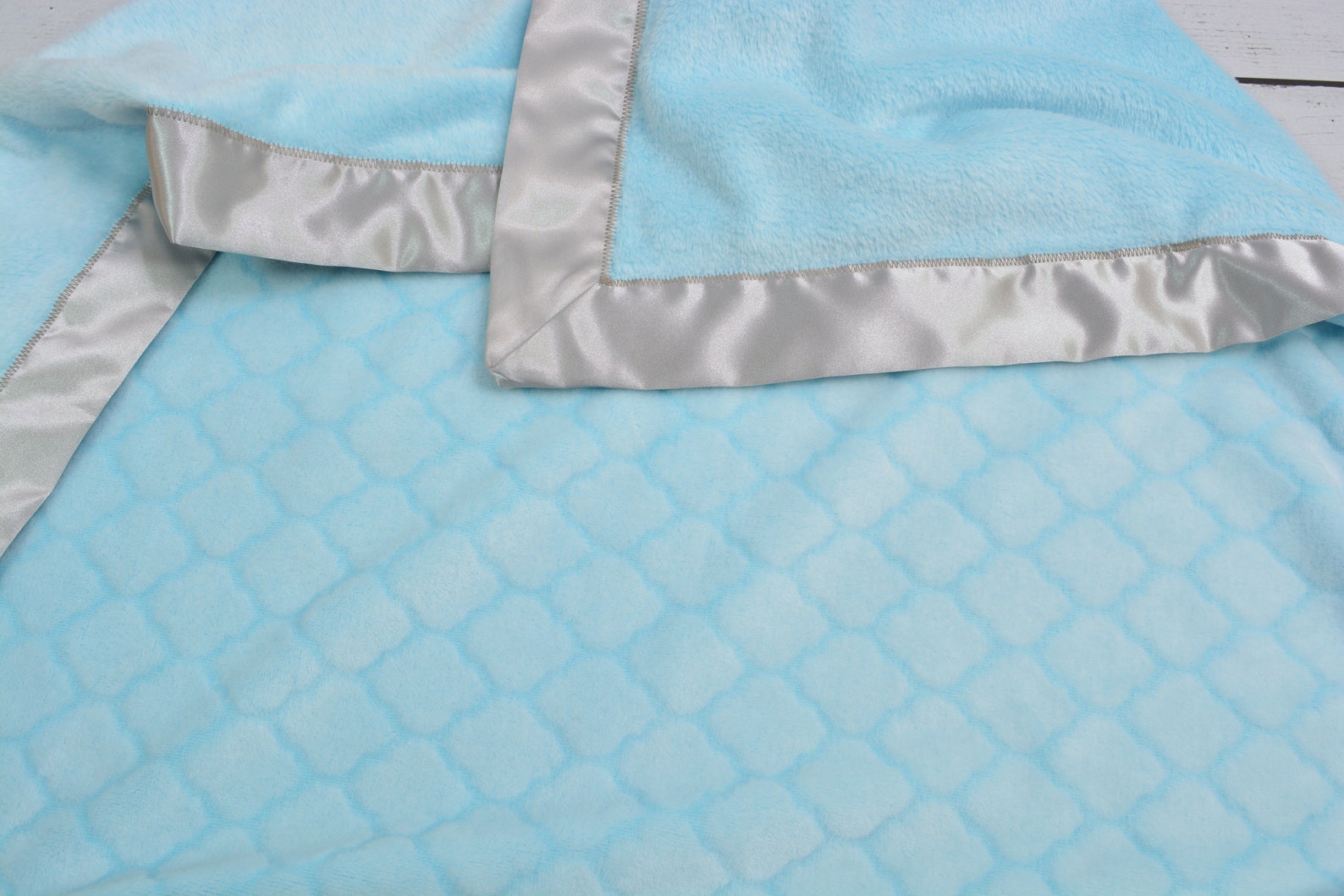 Satin Trim Minky Blanket... Blue Minky Blanket... Fleece Baby Etsy