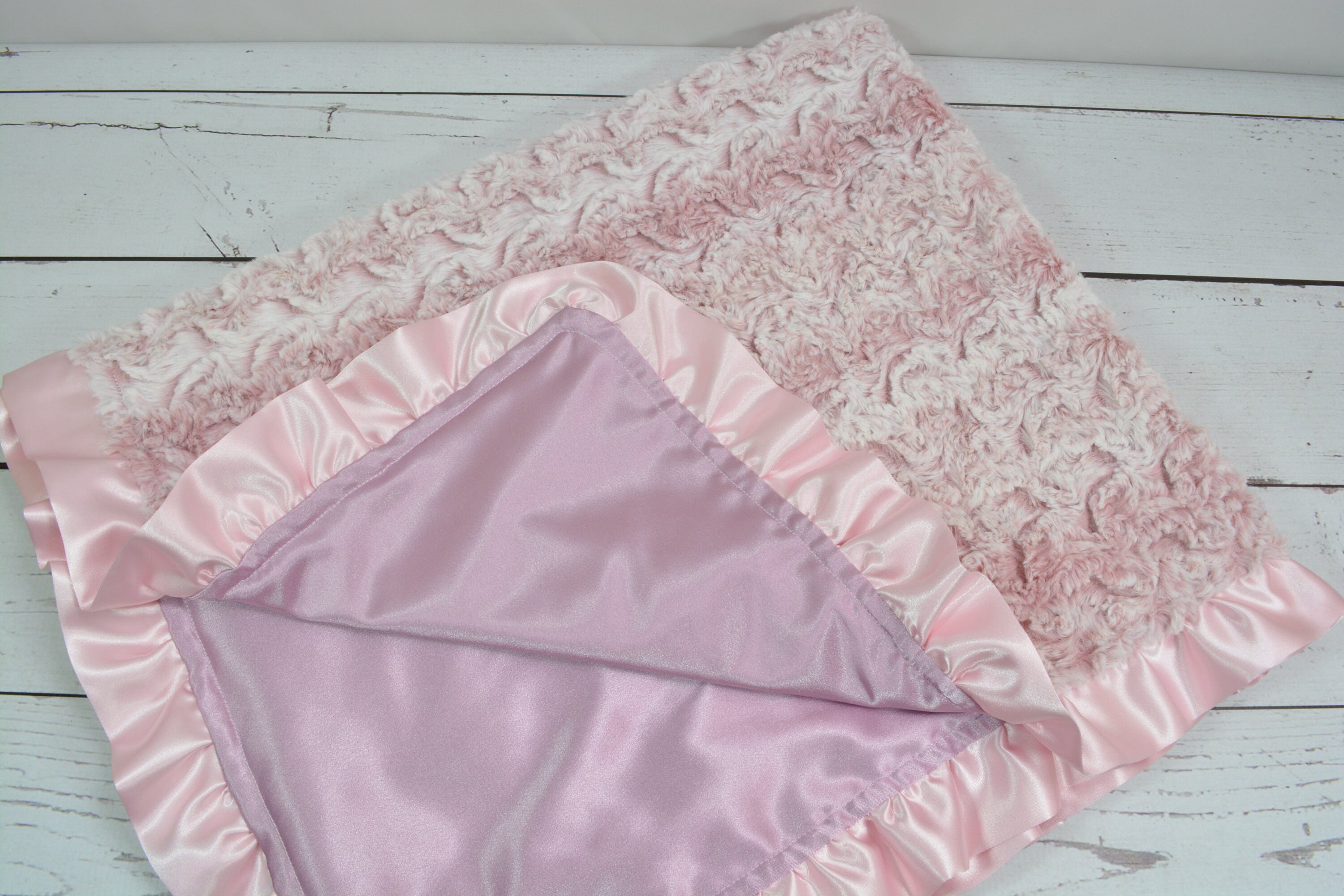 Pink Satin Baby Blanket. Satin and Minky Blanket. Satin and Minky Blanket With Satin Ruffle. Crib Blanket Etsy Canada