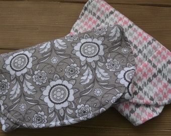 Flannel Burp Cloths... Burp Cloth Set With Cloth Diaper Backing... Girl Burp Cloths