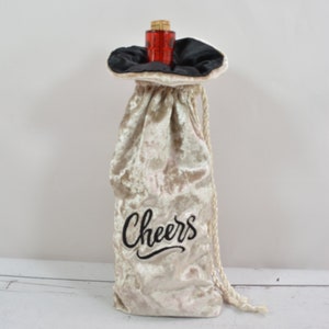 Wine Bottle Gift Bag... Embroidered Wine Bottle Gift Bag... Velvet Wine Gift Bag... Beverage Gift Bag