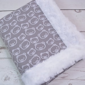 Teddy Bear Baby Blanket... Minky Baby Blanket... Neutral Baby Blanket... Crib Baby Blanket