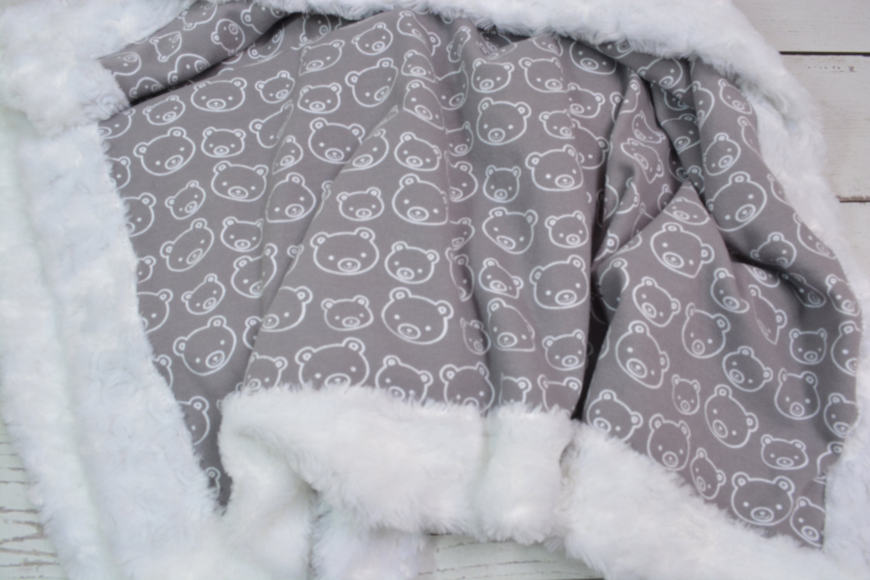 Teddy Bear Baby Blanket... Minky Baby Blanket... Neutral Baby Etsy UK