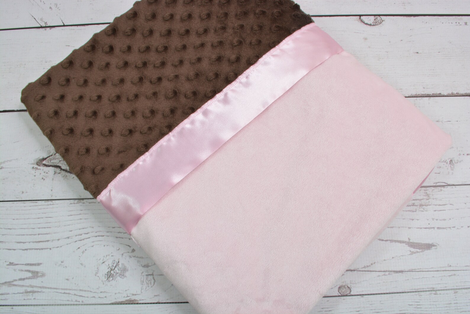 Satin Trim Baby Blanket... Pink and Brown Baby Blanket... Etsy