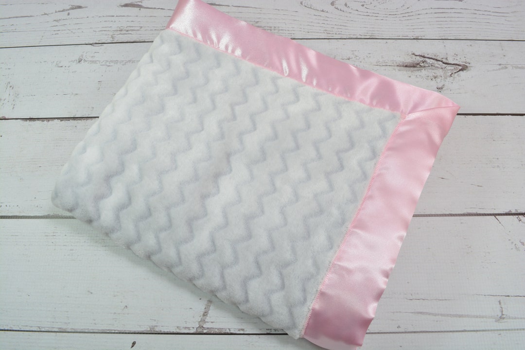 Satin Trim Minky Blanket... Gray Minky Blanket... Fleece Baby Blanket