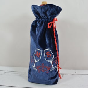 Wine Bottle Gift Bag... Embroidered Wine Bottle Gift Bag... Velvet Wine Gift Bag... Beverage Gift Bag