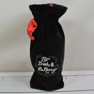 Wine Bottle Gift Bag... Embroidered Wine Bottle Gift Bag... Christmas Wine Gift Bag... Beverage Gift Bag