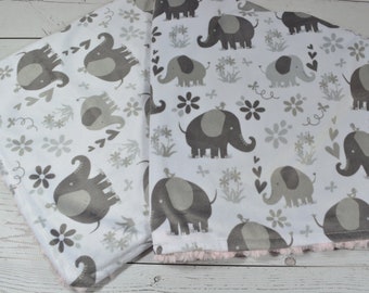 Minky Baby Blanket... Elephant Blanket... Stroller Blanket... Boy Baby Blanket... Girl Baby Blanket