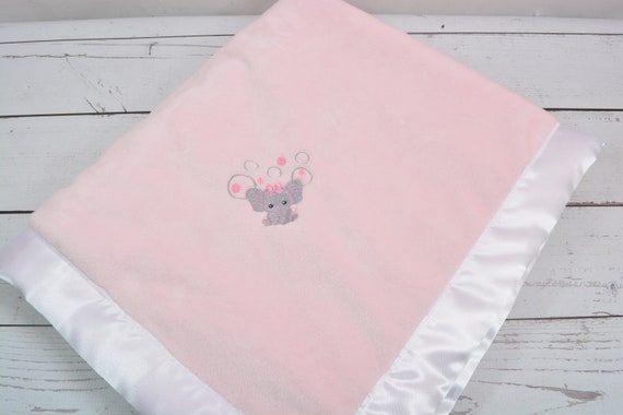 pink baby blanket with satin trim