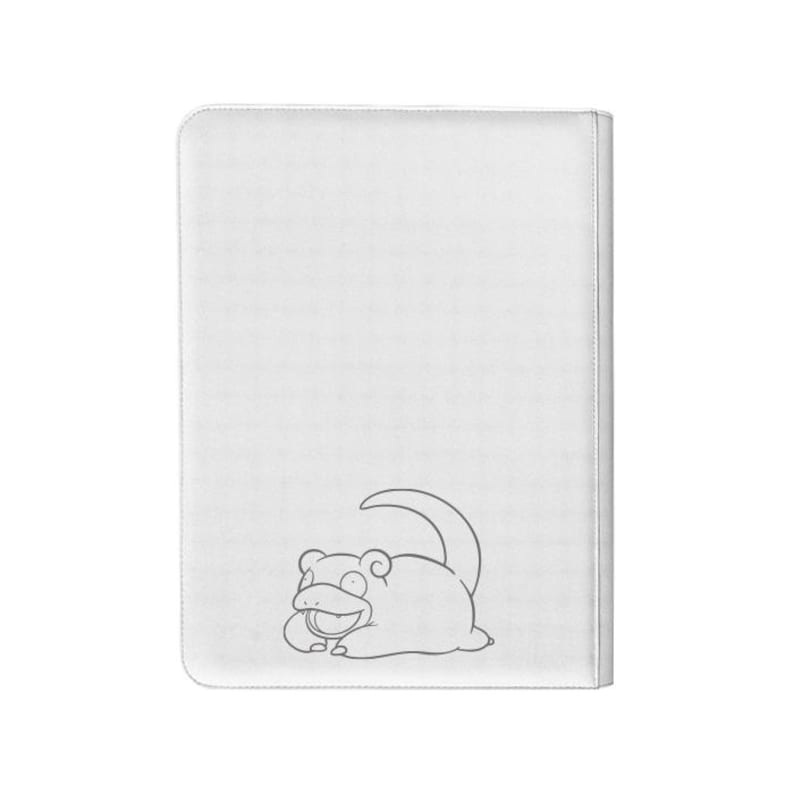 Pu&ograve; includere: Quaderno bianco con bordo cucito e disegno a tratto grigio di un personaggio dei cartoni animati. Il personaggio &egrave; una grande creatura bipede grigio chiaro con un volto sorridente e una coda arricciata.