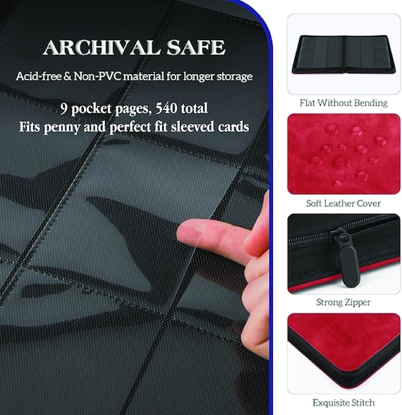 sleeved card binder Vault X 9 Pocket Zip Trading 360 Cards Exo-Tec (Black) safe polypropylene film Trading Card Binder: 384 12-Pocket