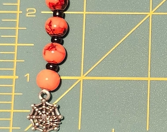 Spider Web Orange & Black beads zipper pull