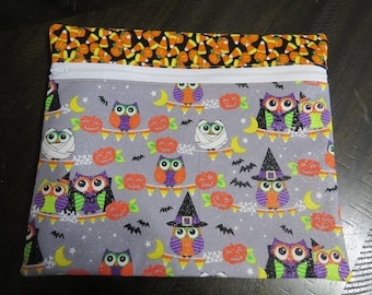 Owl project Bag with Candy Corn Lining and Contrast