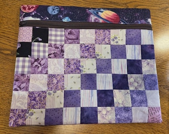 Purple patchwork project bag