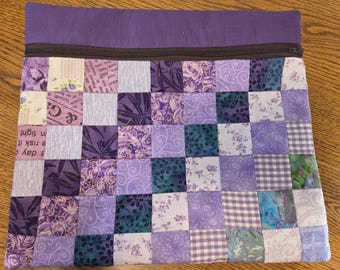 Purple pansy patchwork project bag