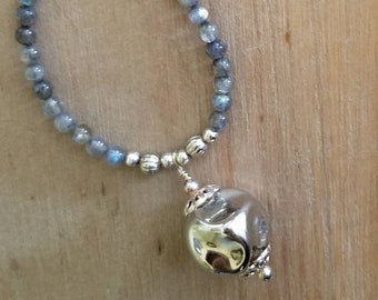 Pisces Astrological necklace.! Brings intuition and spirituality. Labradorite and sterling silver. Qabalah Kabbalah Cabala