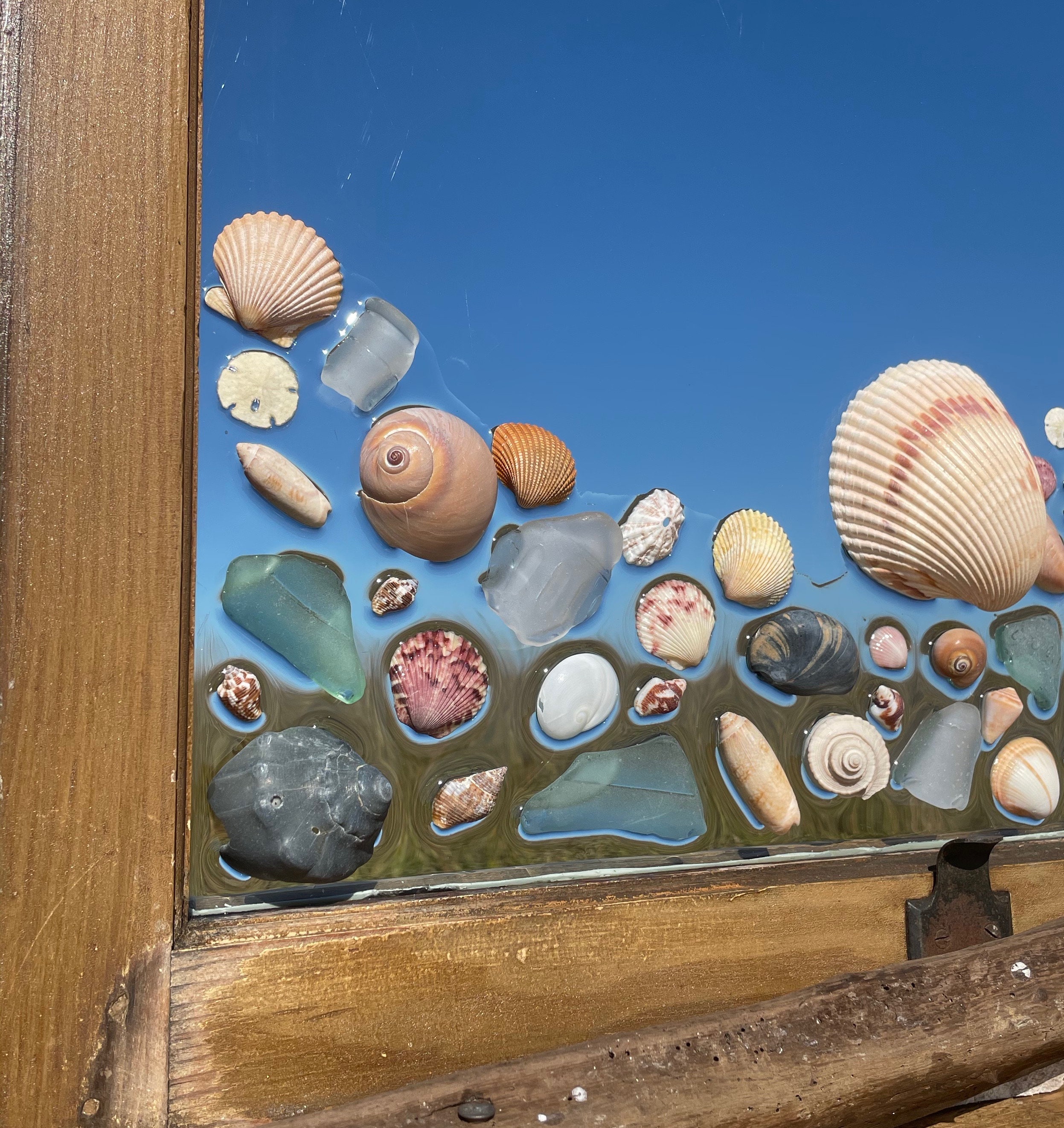 Shell Art Framed Beach Artwork Beach Themed Decor Seaglass Etsy