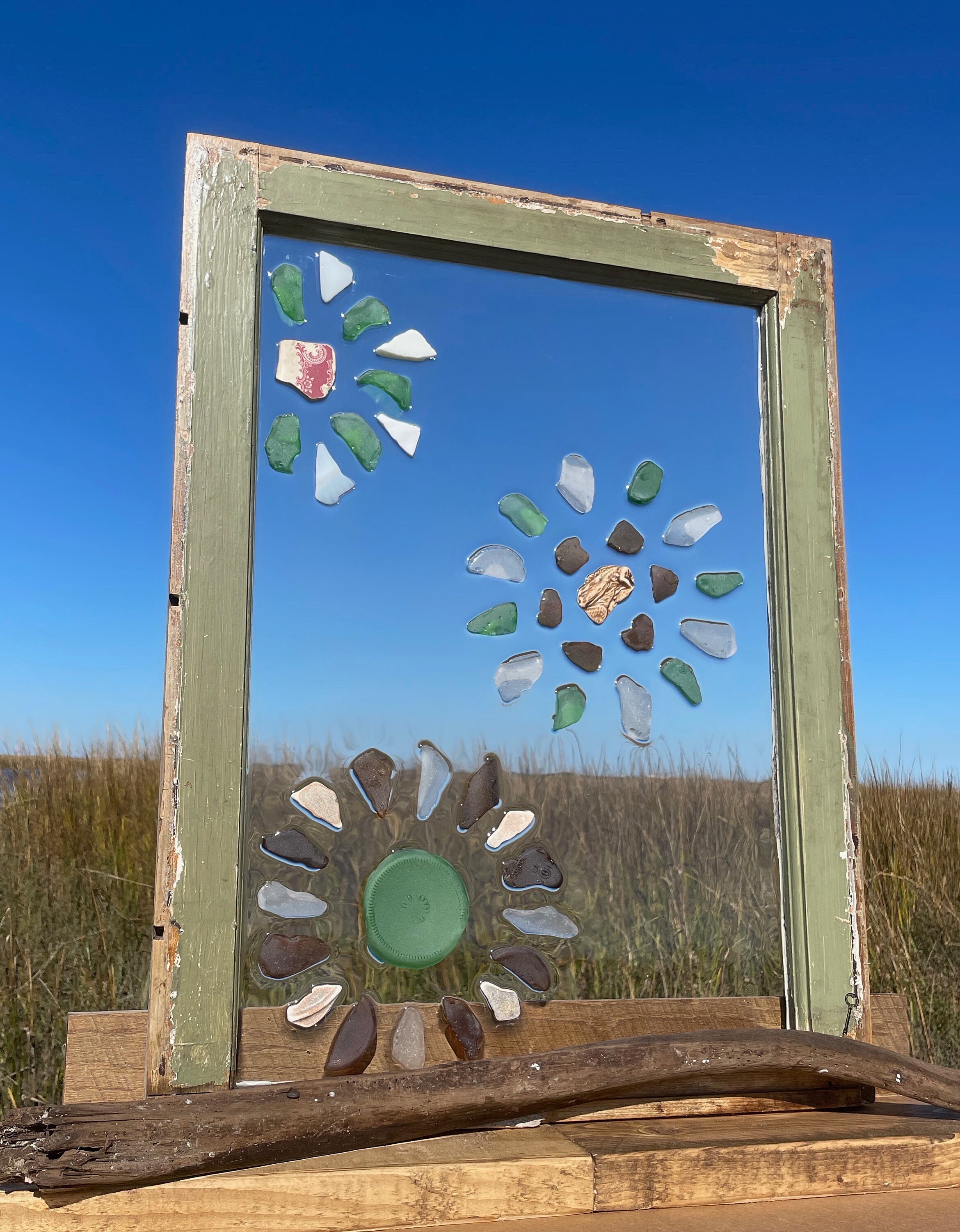 Beach Wall Art Sea Glass Wall Art Beach Window Art Coastal Etsy