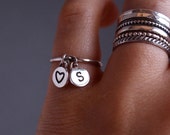 Sterling silver initial ring.Stacking ring with initials.Custom made jewellery.Custom ring.hand made.custom gift.