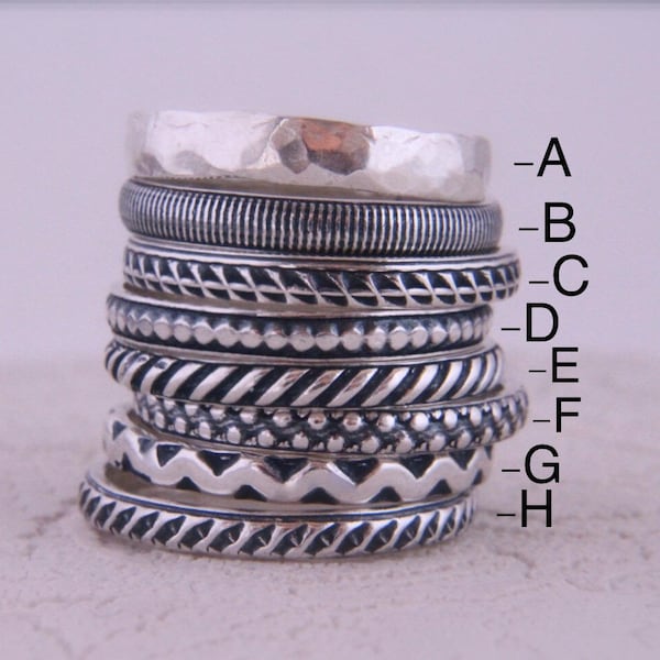 Sterling stackable rings.Stack rings.Silver rings.Stacking rings.Rustic rings.Band rings.Stackable rings.Hand made jewellery.Custom made.