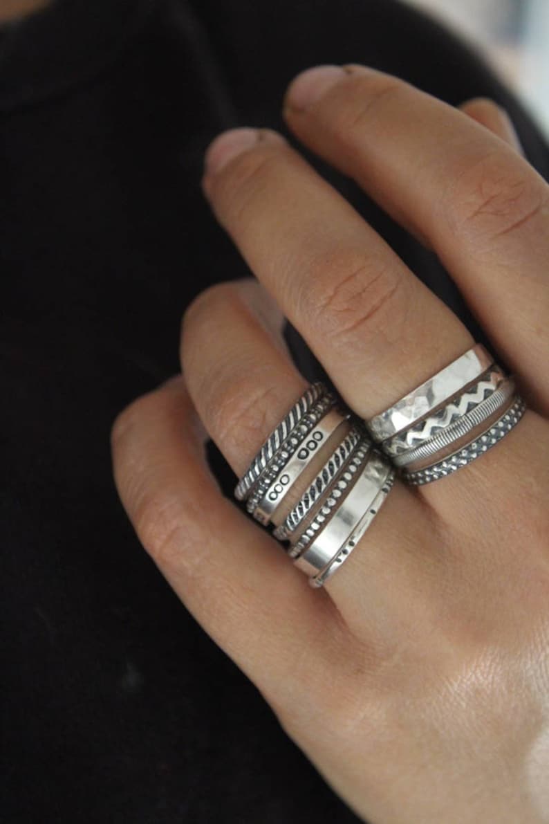 Sterling stackable rings.Stack rings.Silver rings.Stacking rings.Rustic rings.Band rings.Stackable rings.Hand made jewellery.Custom made. image 8