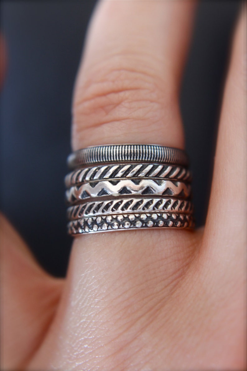 Sterling stackable rings.Stack rings.Silver rings.Stacking rings.Rustic rings.Band rings.Stackable rings.Hand made jewellery.Custom made. image 4