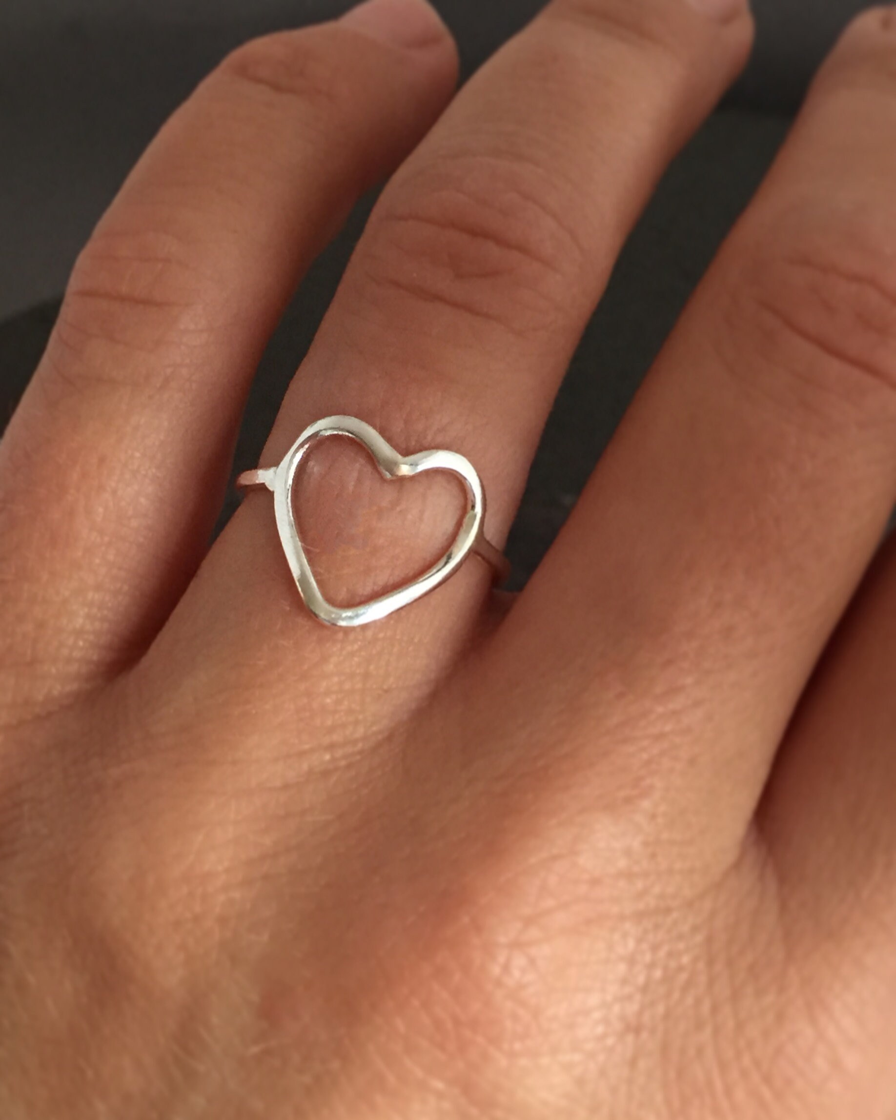 Silver Heart Ring.open Heart Ring.love Ring.love Jewellery.gift