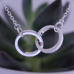 Infinity circle necklace.Interlocking rings.Personalised jewellery.Personalised necklace.Name necklace, id necklac.Custom necklace. image 1