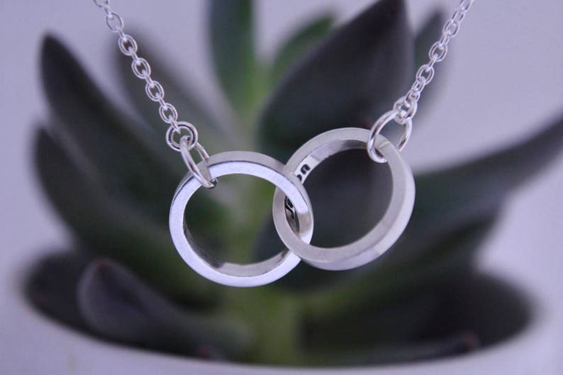 Infinity circle necklace.Interlocking rings.Personalised jewellery.Personalised necklace.Name necklace, id necklac.Custom necklace. image 1