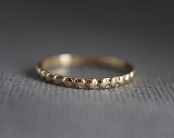9 ct gold stacking ring.Beaded.Custom made.Textured.Hand made.