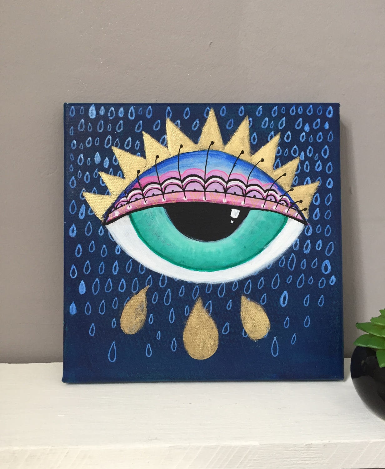 Evil eye painting art.Abstract art.Small abstract.Eye | Etsy
