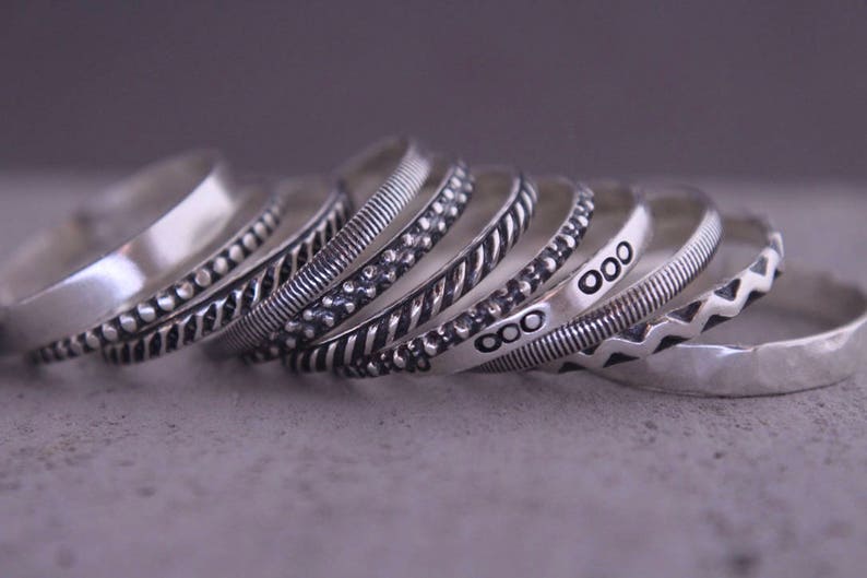 Sterling stackable rings.Stack rings.Silver rings.Stacking rings.Rustic rings.Band rings.Stackable rings.Hand made jewellery.Custom made. image 7