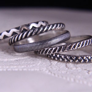 Sterling stackable rings.Stack rings.Silver rings.Stacking rings.Rustic rings.Band rings.Stackable rings.Hand made jewellery.Custom made. image 2