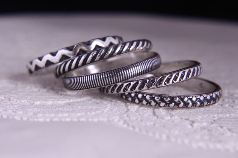 Sterling stackable rings.Stack rings.Silver rings.Stacking rings.Rustic rings.Band rings.Stackable rings.Hand made jewellery.Custom made. image 2