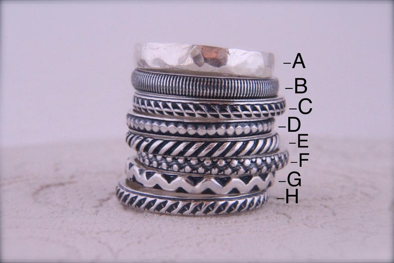 Sterling stackable rings.Stack rings.Silver rings.Stacking rings.Rustic rings.Band rings.Stackable rings.Hand made jewellery.Custom made. image 1