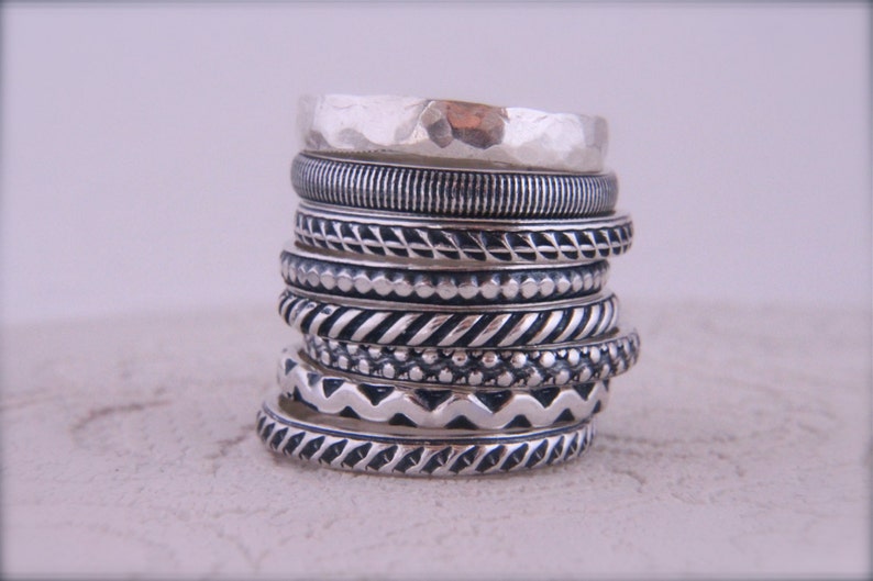 Sterling stackable rings.Stack rings.Silver rings.Stacking rings.Rustic rings.Band rings.Stackable rings.Hand made jewellery.Custom made. image 5