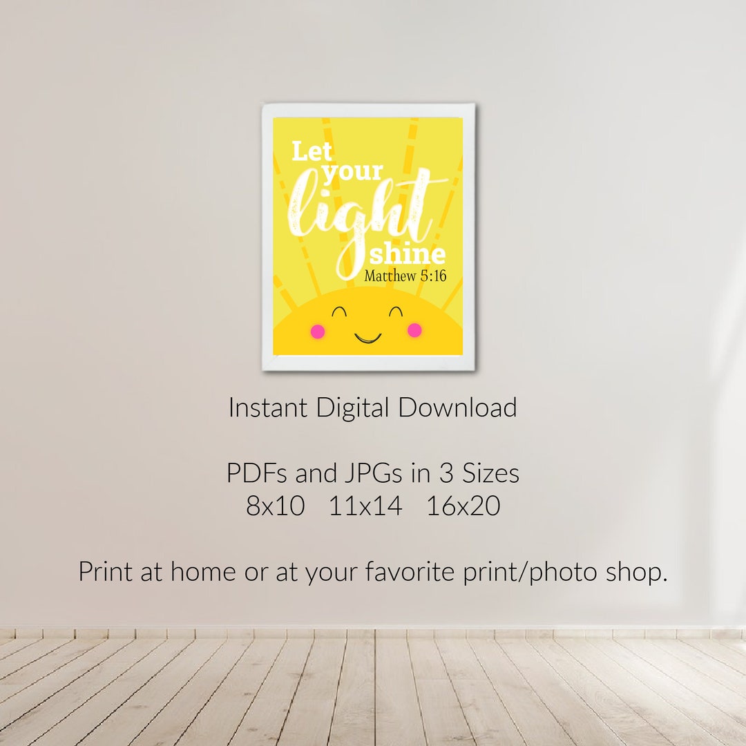 Let Your Light Shine Graphic Matthew 5:16 - Etsy