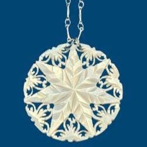 Snowflake Pendant, Vintage Shell Jewelry,  Holiday Clothing, Snowflake, Winter, Stocking Stuffer