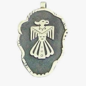 Pendentif amérindien, bijoux Bell Trading Post, Thunderbird, pendentif vintage, bijoux du sud-ouest des États-Unis, accessoire historique