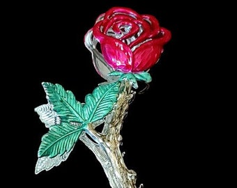 Rose Hair Clip, Hair Jewelry, Beauty and the Beast, Florist, Hair Accessory, Valentine's Day, Red Barrette