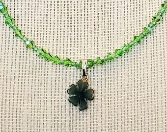 Shamrock Necklace, Green Jewelry, Irish Pride, St. Patrick's Day, Celtic, Gaelic, Vintage Jade, 4 Leaf Clover