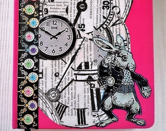 Alice In Wonderland Journal, White Rabbit Diary, Clocks, Pink Notebook, Clocks, Journal