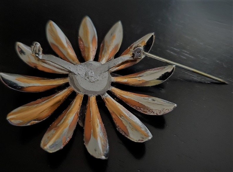 Fantasy Vintage Bronze Stamping Nymph Floral Jewelry Daisy Fairy Pin LARP Nude Fae Folk
