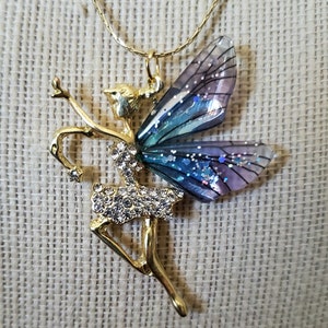 Fairy Necklace, Blue Fairy, Fantasia, Folklore, Midsummer Night&#39;s Dream, Fae, Large Fairy Pendant