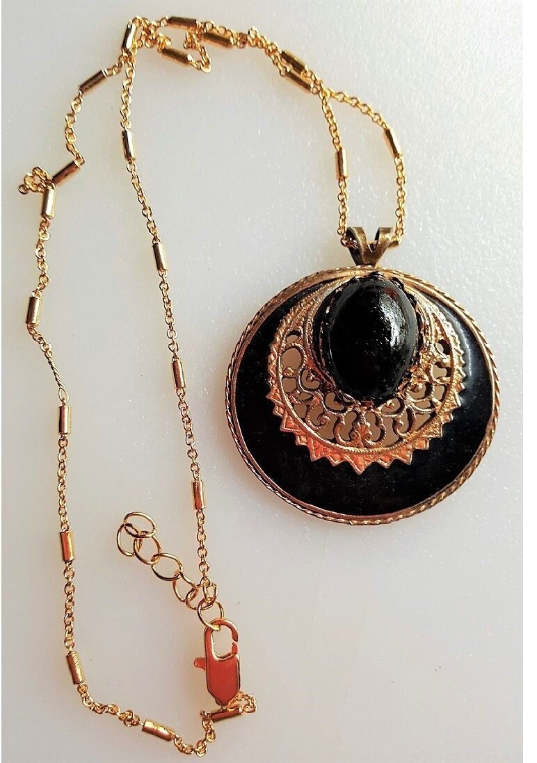 Black Jewelry Formal Black and Gold Necklace Filgree Etsy