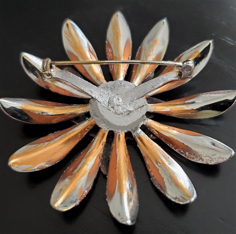 Fantasy Vintage Bronze Stamping Nymph Floral Jewelry Daisy Fairy Pin LARP Nude Fae Folk