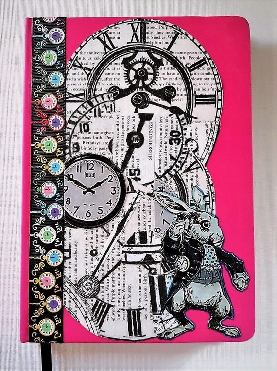 Alice in Wonderland Journal White Rabbit Clocks AIW Pink - Etsy